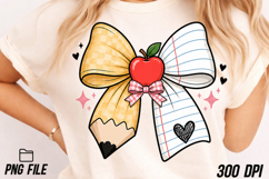 Teacher Pencil Coquette Bow PNG Positive Sublimation Product Image 1