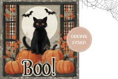 Cute Halloween Cat Backgrounds, Boo Halloween Digital Papers Product Image 2