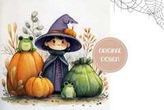 Cartoon Halloween Frog Backgrounds, Halloween Witch PNG Product Image 2