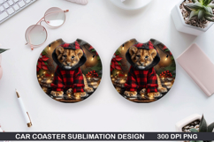 Baby lion Car Coaster Sublimation| Christmas Coaster PNG Product Image 1