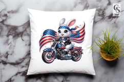Patriotic Bunny Biker Clipart PNG Product Image 2