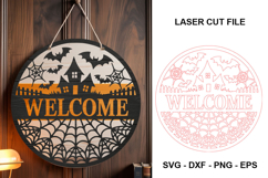 Welcome Haunted House Halloween Laser Cut Sign SVG Product Image 2