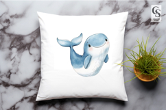 Cute Smiling Blue Whale Clipart Sublimation PNG Product Image 2