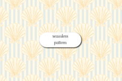 Coastal Seashell Blue Stripe Seamless Pattern Product Image 1