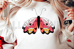 butterfly, pink, hearts, stars, vector, illustration, decorative, whimsical, cute, graphic, design, art, wings, insect, nature, spring, summer, black outline, boho, bohemian, abstract, trendy, modern, doodle, handdrawn, clipart, isolated, digital art, pat