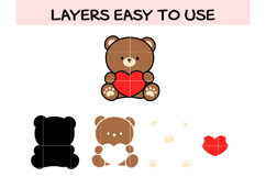Valentine Teddy Bear Clipart Bundle | Cute Heart Bear SVG EP Product Image 2