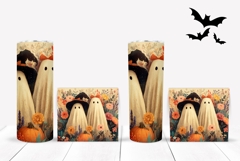 Kids Halloween Tumbler Wrap, Cartoon Ghosts Tumbler PNG Product Image 2