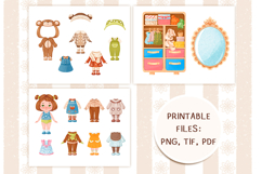 Girl Paper Doll Papercut. Children&#039;s cliparts Product Image 2