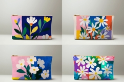 Pop Art Flowers Cosmetic Bag, Floral Cosmetic Bag Print Product Image 2