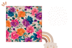 Pillow Case Template, Cute Flowers Pillow Sublimation Design Product Image 2