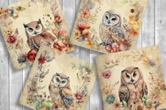 Vintage Owls Scrapbooking Papers | Printable Ephemera Product Image 2