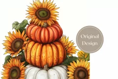 Autumn Pumpkins Tumbler Wrap, Fall Sunflowers Tumbler Design Product Image 2