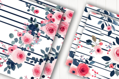 Pink Rose Stripe Digital Paper Product Image 2