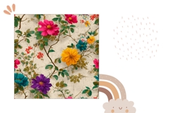 White Pillow Design, Vintage Flowers Pillow Template Product Image 2