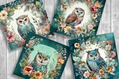 Owls Teal Scrapbooking Papers | Owl Backgrounds Product Image 2