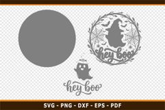 Hey Boo, Halloween Round Door Sign SVG PNG Laser Cut Files Product Image 2