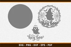 Hey Boo, Halloween Round Door Sign SVG PNG Laser Cut Files Product Image 2
