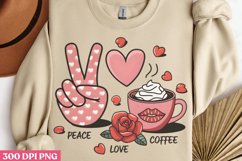 Peace love coffee PNG, Coffee Valentines day Sublimation PNG Product Image 1