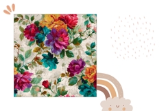 Cartoon Flowers Pillow PNG, Peony Pillow Case Template Product Image 2