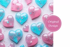 Ctystal Love 3D Hearts Tumbler Template, Valentine's Day PNG Product Image 2