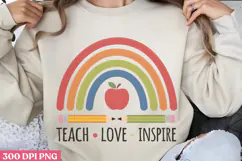 Teach Love Inspire PNG, Retro Teacher Sublimation PNG Product Image 1