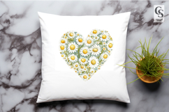 Watercolor Daisy Heart Clipart Sublimation PNG Product Image 3