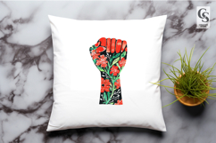 Floral Raised Fist Illustration Clipart Sublimation PNG Product Image 3