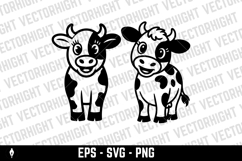 A black and white cartoon mascot of a spotted dairy cow Product Image 2