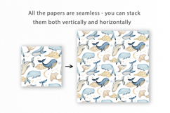 Watercolor Whale Dreams Seamless Pattern Product Image 2
