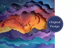 3D Space Tumbler Wrap Design, Stars Tumbler Template Product Image 2