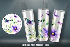 Watercolor Flowers Tumbler Wrap Sublimation Designs |PNG Product Image 2