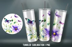 Watercolor Flowers Tumbler Wrap Sublimation Designs |PNG Product Image 2