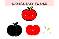 Kawaii Baby Apple SVG Bundle | Cute Fruit Clipart | Adorable Product Image 2