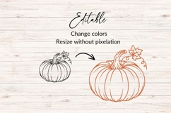 Hand Drawn Pumpkin SVG With Leaf Product Image 2