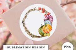 Watercolor Autumn Pumpkins Frame png Product Image 2