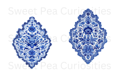 Blue Toile, Ephemera, PNG, Clipart, Junk Journal, flowers Product Image 2