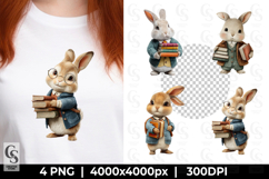 Bookish Bunny Clipart PNG Product Image 1