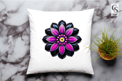 Pink and Black 3D Flower Clipart Sublimation PNG Product Image 3