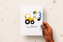 Third Birthday Excavator | Happy Birthday Card | EPS SVG PNG Product Image 2