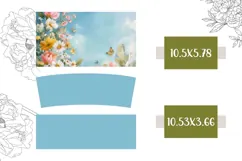Wildflowers Tumbler Wrap Design, Blue 40 Oz Tumbler PNG Product Image 2