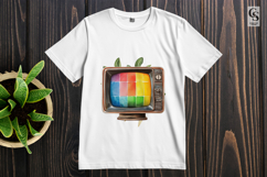 Retro Rainbow TV Watercolor Clipart Sublimation PNG Product Image 2