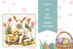 Vintage Easter Square Coasters, Easter Lamb Sublimation Product Image 2