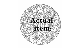 Mandala flowers printable sublimation design black white ill Product Image 2