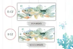 Watercolor Fish Mug Wrap, Sea Coffee Mug, Cartoon Fish Mug Product Image 2