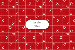 Red XO Heart Grid Seamless Valentine Pattern Product Image 1