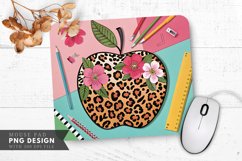 Leopard And Floral Apple Design Mouse Pad PNG Design Product Image 1