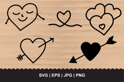 Decorative Heart SVG Bundle - 5 Hand-Drawn Doodle Hearts Product Image 1