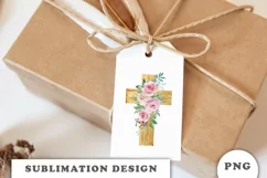Watercolor Floral cross sublimation Png Product Image 2