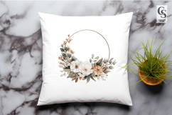Neutral Watercolor Floral Wreath Clipart Sublimation PNG Product Image 3