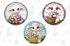 Stained Glass Lamb Round Keychain, Easter Keychain PNG Product Image 2